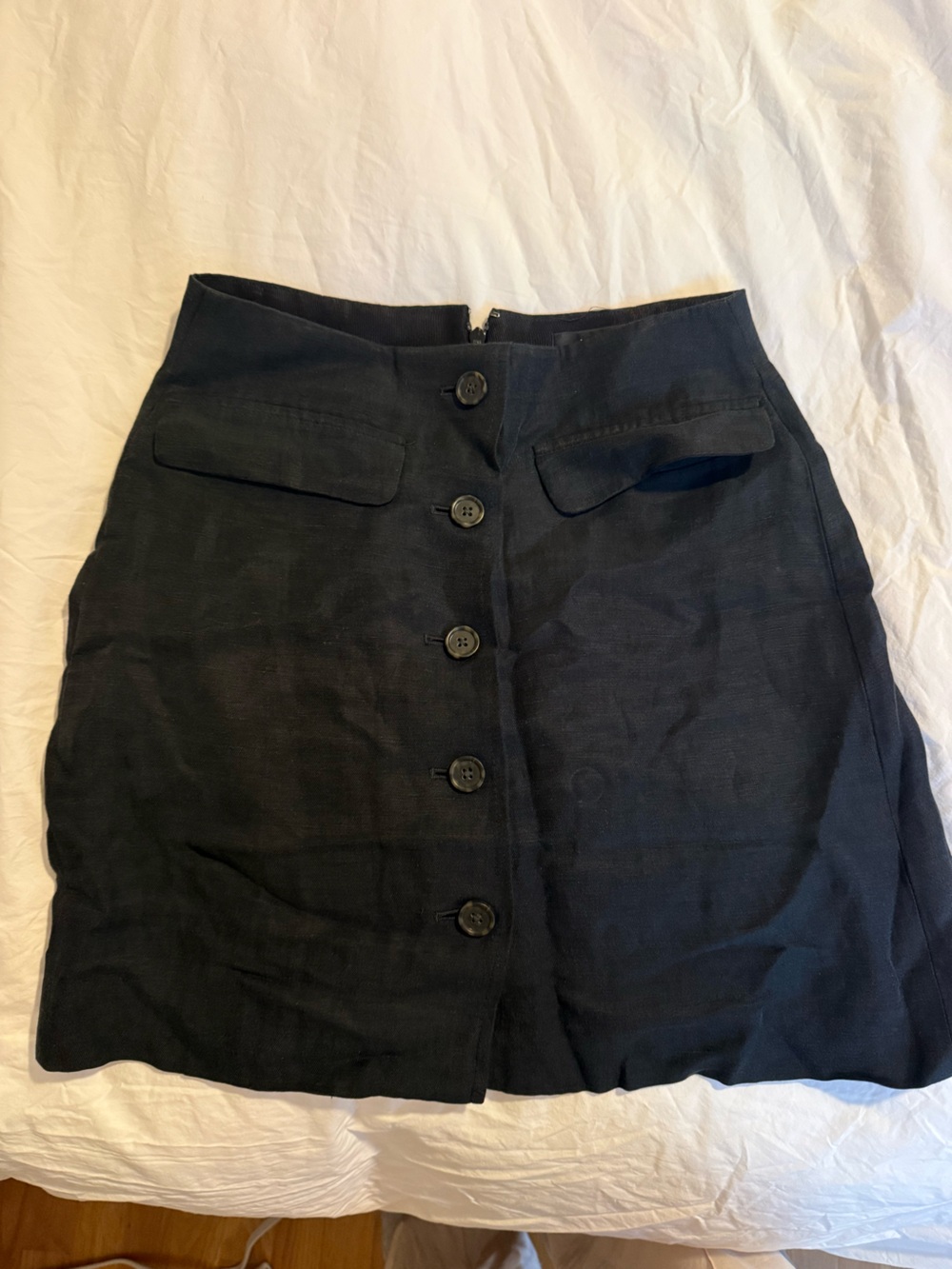 J.Crew women’s black linen mini skirt - size 00 so cute!